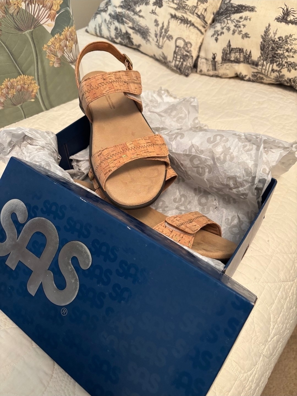 SAS Nudu Golden Cork Adjustable Comfort Sandals Size 9.5 M